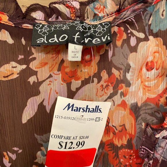 Aldo Trevi Sheer Ruffle Button Down Blouse size Large - Picture 2 of 3